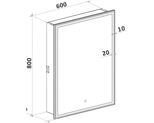 Зеркальный шкаф 60x80 см белый R Art&Max Techno AM-Tec-600-800-1D-R-DS-F