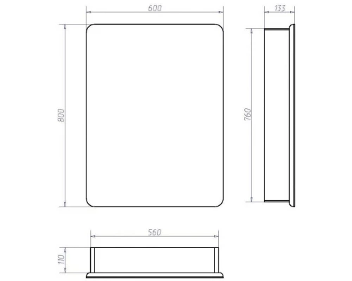 Зеркальный шкаф 60x80 см белый матовый R Art&Max Platino AM-Pla-600-800-1D-R-DS-F