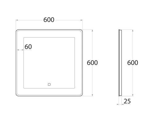 Зеркало 60x60 см Art&Max Latina AM-Lat-600-600-DS-F