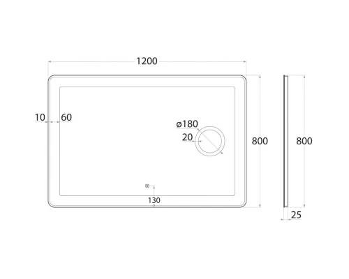 Зеркало 120x80 см Art&Max Latina AM-Lat-1200-800-DS-F-X3