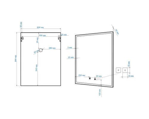 Зеркало 60x80 см Art&Max Arezzo AM-Are-600-800-DS-FC-H-Nero