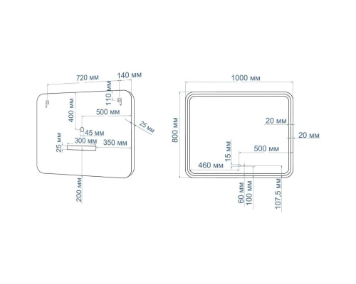 Зеркало 100x80 см Art&Max Genova AM-Gen-1000-800-DS-F