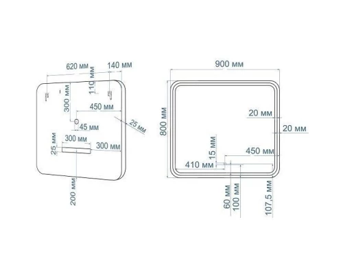 Зеркало 90x80 см Art&Max Genova AM-Gen-900-800-DS-F