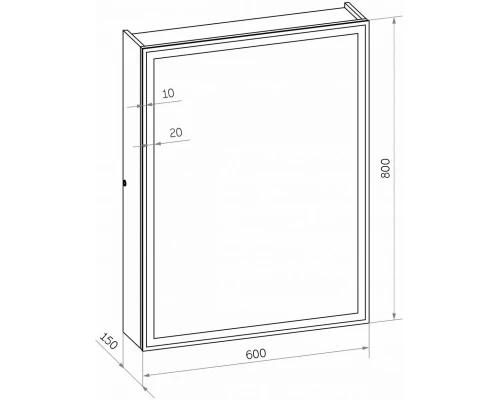 Зеркальный шкаф 60x80 см черный матовый Art&Max Techno AM-Tec-600-800-1D-DS-F-Nero
