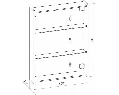 Зеркальный шкаф 60x80 см черный матовый Art&Max Techno AM-Tec-600-800-1D-DS-F-Nero