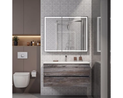 Зеркальный шкаф 100x80 см черный матовый Art&Max Techno AM-Tec-1000-800-2D-F-Nero