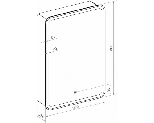 Зеркальный шкаф 60x80 см белый матовый L Art&Max Platino AM-Pla-600-800-1D-L-DS-F