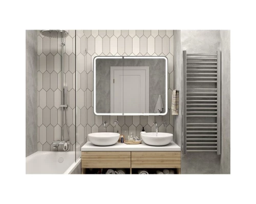 Зеркальный шкаф 100x80 см белый матовый R Art&Max Platino AM-Pla-1000-800-2D-F