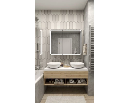 Зеркальный шкаф 100x80 см белый матовый R Art&Max Platino AM-Pla-1000-800-2D-F