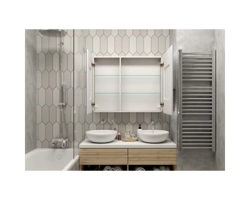 Зеркальный шкаф 100x80 см белый матовый R Art&Max Platino AM-Pla-1000-800-2D-F