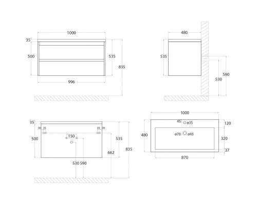 Тумба Pino Bianco 99,6 см Art&Max Family FAMILY-1000-2C-SO-PB