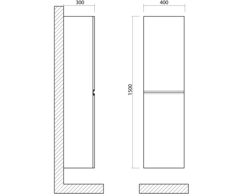 Пенал подвесной Bianco Matt L/R Art&Max Bianchi AM-Bianchi-1500-2A-SO-BM