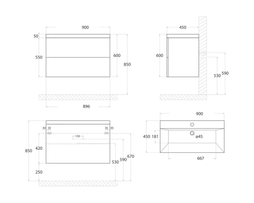 Тумба Rovere Chiaro Celtiko 89,6 см Art&Max Verona Push AM-Verona-Push-900-2C-SO-RK