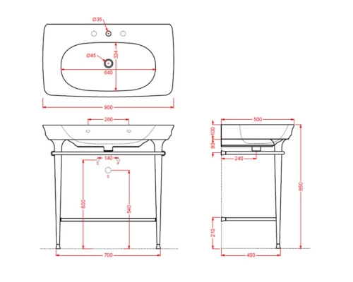Консоль для раковины Artceram Civitas CIA009 71cr