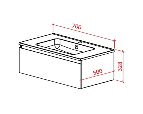 Тумба белый глянец/черный глянец 70 см Astra-Form Альфа 020406