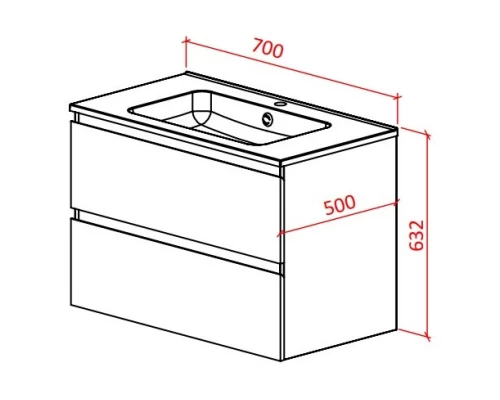 Тумба белый глянец/черный глянец 70 см Astra-Form Альфа 020407