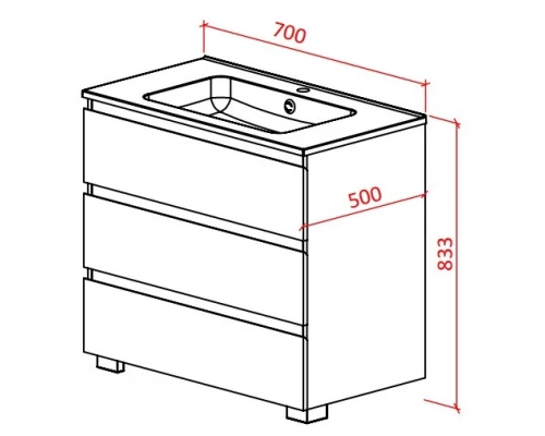 Тумба белый глянец/черный глянец 70 см Astra-Form Альфа 020408