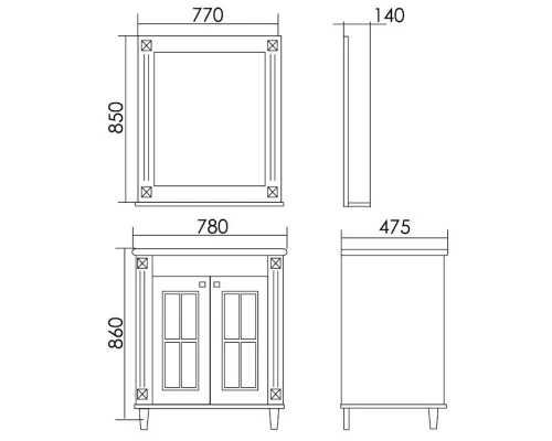 Зеркало 77x85 см синий серебряная патина Atoll Милана BC00000353