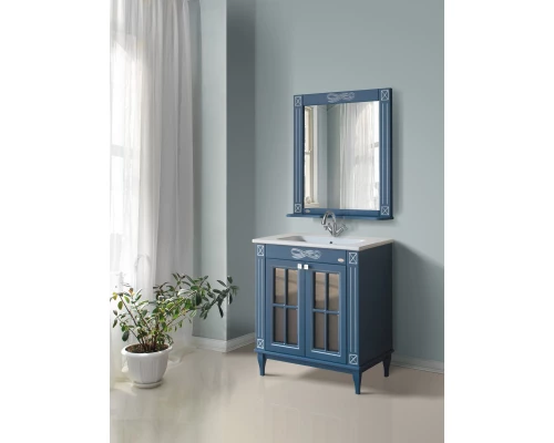 Тумба с раковиной синий серебряная патина 78 см Atoll Милана