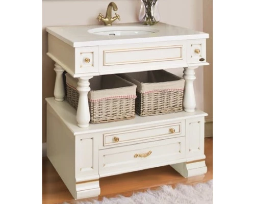 Тумба с раковиной слоновая кость золотая патина 95 см Atoll Джулия