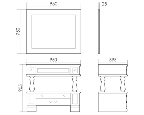 Зеркало 95x75 см слоновая кость состаренная Atoll Джулия