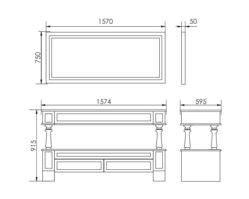 Зеркало 157x75 см слоновая кость состаренная Atoll Джулия