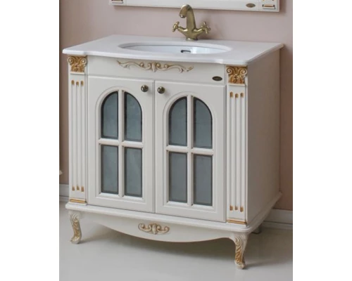 Тумба с раковиной слоновая кость золотая патина 88 см Atoll Венеция