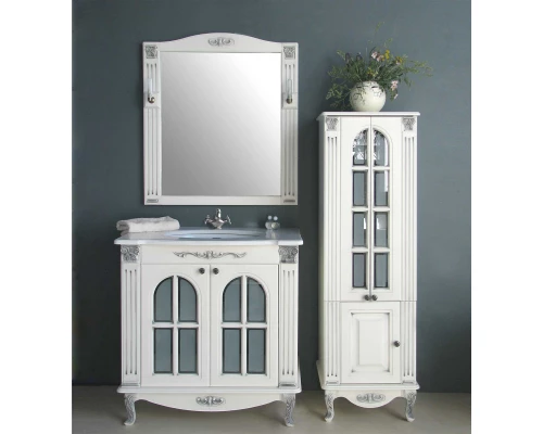 Зеркало 83x92,5 см слоновая кость серебряная патина Atoll Венеция