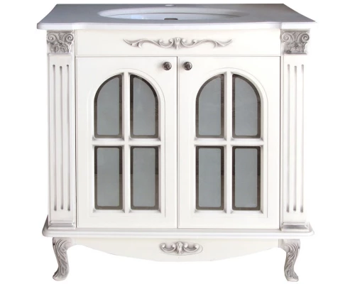 Тумба с раковиной белый черная патина 88 см Atoll Венеция