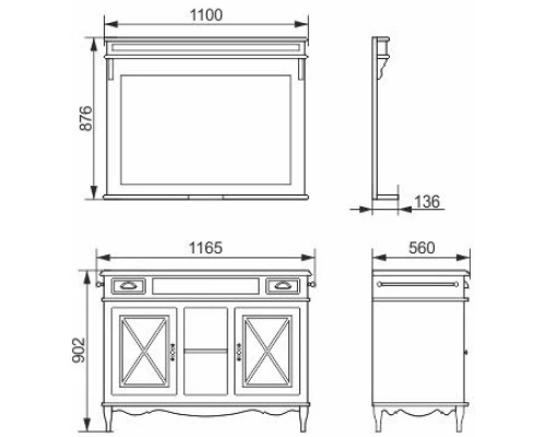 Зеркало 110x87,6 см белый матовый Atoll Марсель NEW