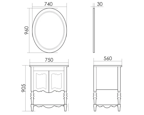 Тумба с раковиной персик 75 см Atoll Флоренция
