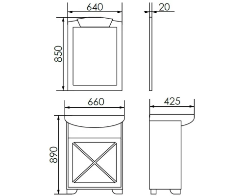 Зеркало 64x85 см белый матовый Atoll Палермо