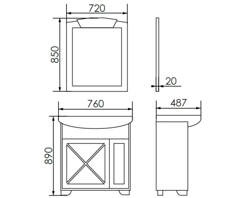 Зеркало 72x85 см белый матовый Atoll Палермо