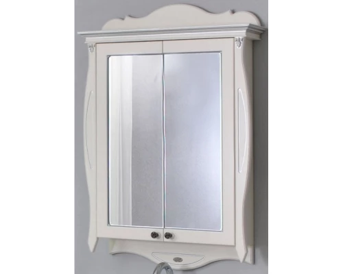 Зеркальный шкаф 78x115 см слоновая кость серебряная патина Atoll Ривьера