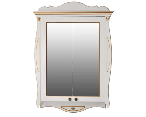 Зеркальный шкаф 78x115 см слоновая кость золотая патина Atoll Ривьера