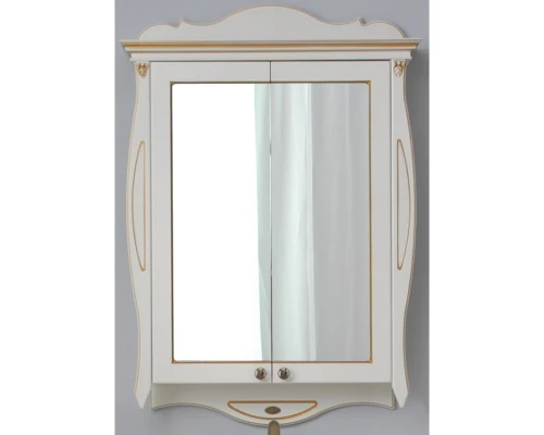 Зеркальный шкаф 78x115 см слоновая кость золотая патина Atoll Ривьера