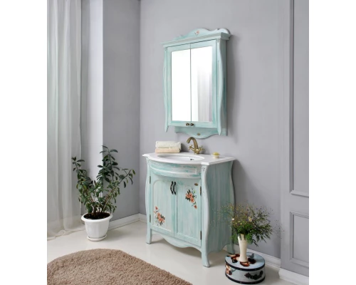 Зеркало-шкаф 78x115 см голубой Atoll Ривьера