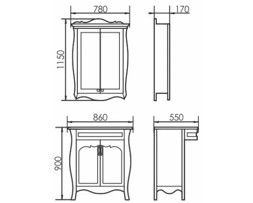 Тумба с раковиной голубой 86 см Atoll Ривьера