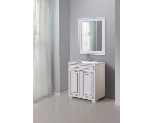 Зеркало 78x90 см белый глянец золотая патина Atoll Мальта