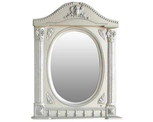 Зеркало 71,5x94,5 см белый жемчуг серебряная патина Atoll Наполеон