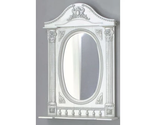 Зеркало 61,5x94,5 см белый жемчуг серебряная патина Atoll Наполеон