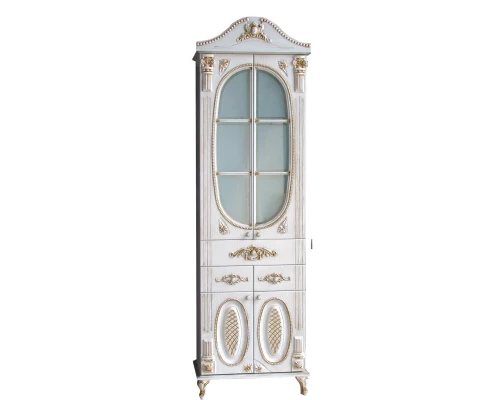 Пенал напольный белый жемчуг золотая патина Atoll Наполеон