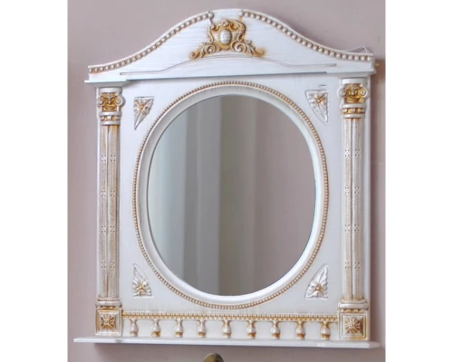 Зеркало 81,5x94,5 см белый жемчуг золотая патина Atoll Наполеон