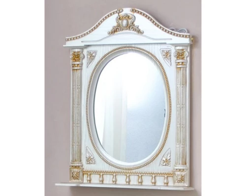 Зеркало 71,5x94,5 см белый жемчуг золотая патина Atoll Наполеон