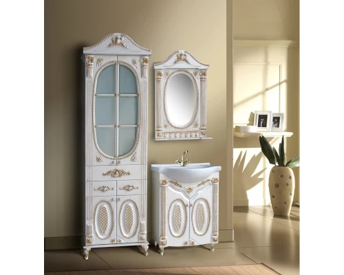 Зеркало 61,5x94,5 см белый жемчуг золотая патина Atoll Наполеон