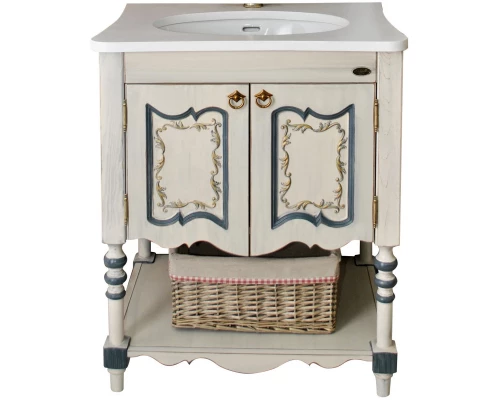 Тумба с раковиной слоновая кость синяя патина 75 см Atoll Флоренция