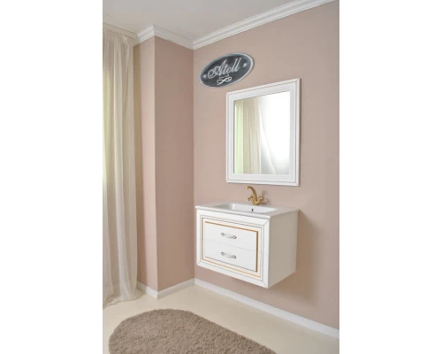 Зеркало 78x90 см белый матовый золотая патина Atoll Валери