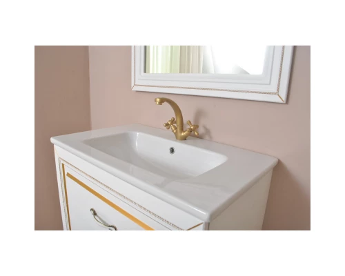 Зеркало 78x90 см белый матовый золотая патина Atoll Валери