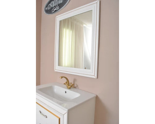 Тумба с раковиной белый матовый золотая патина 78 см Atoll Валери