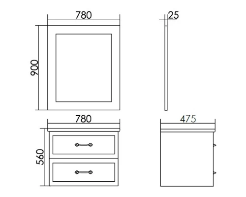Тумба с раковиной белый матовый золотая патина 78 см Atoll Валери